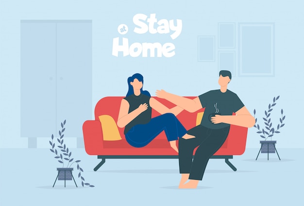 Stay home illustration