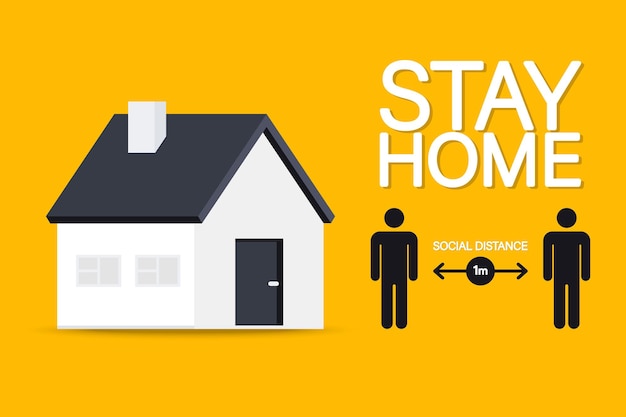 Stay at home. Social Distancing. Keep safe distance sign. Keep the 1 meter distance. Steps to protect yourself during Coronavirus spreading to decrease virus transmission. Coronavirus, COVID-19