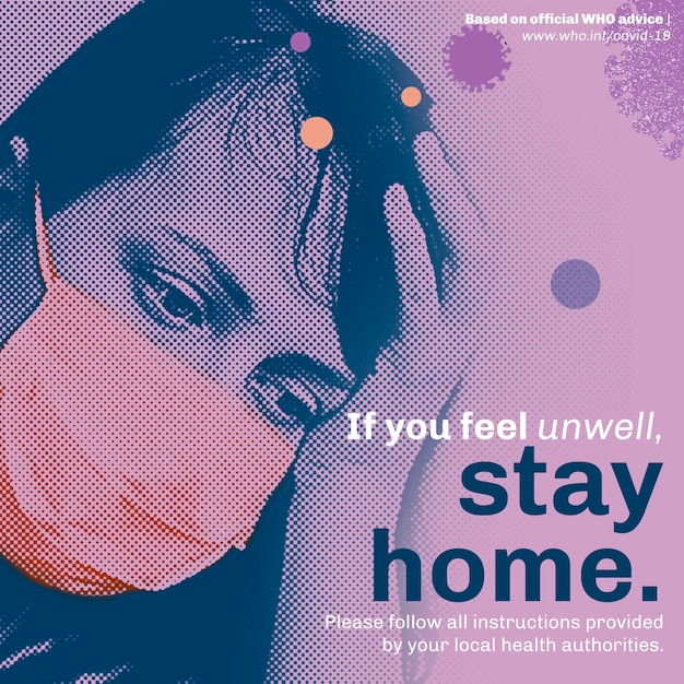 stay home social template during coronavirus pandemic vector
