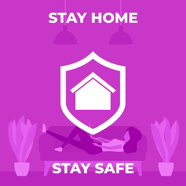 Vector stay home stay safe poster design