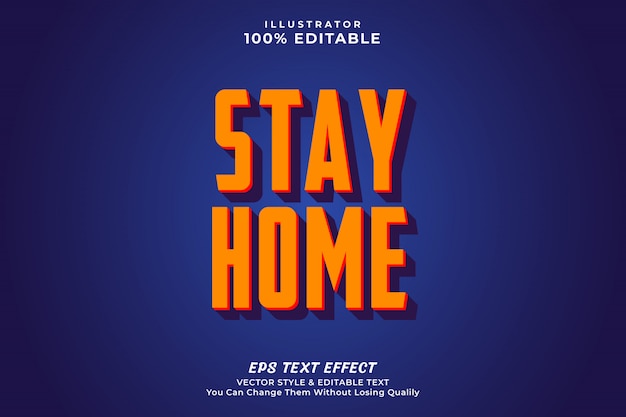 Vector stay home text effect- editable premium