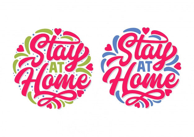 Stay At Home Typography Badge Design