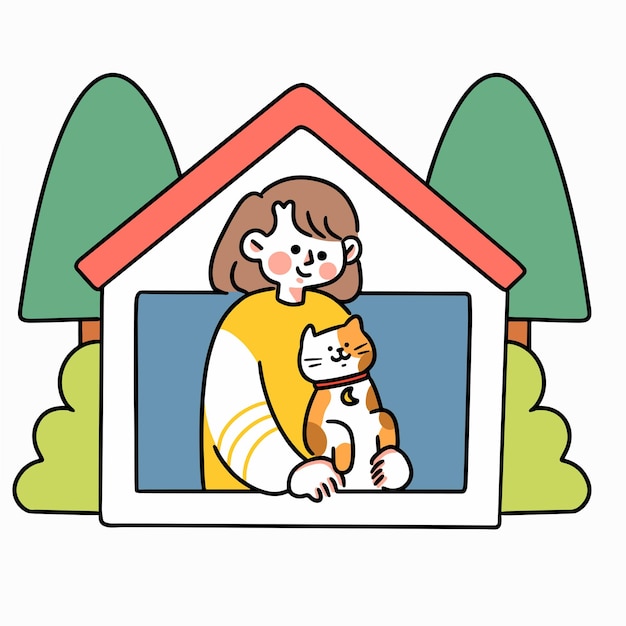 Rimani al sicuro da casa 2 doodle illustration asset
