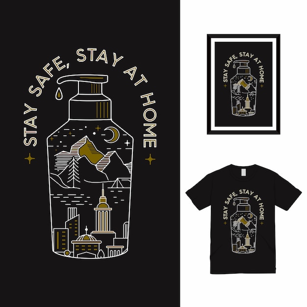 Vector stay safe stay at home t shirt design