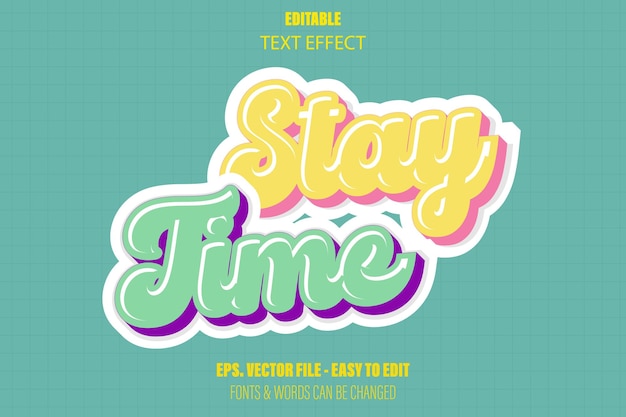 Vector stay time y2k style text effect vector