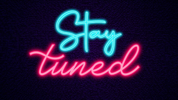 Vettore stay tuned alfabeto neon sign lettering