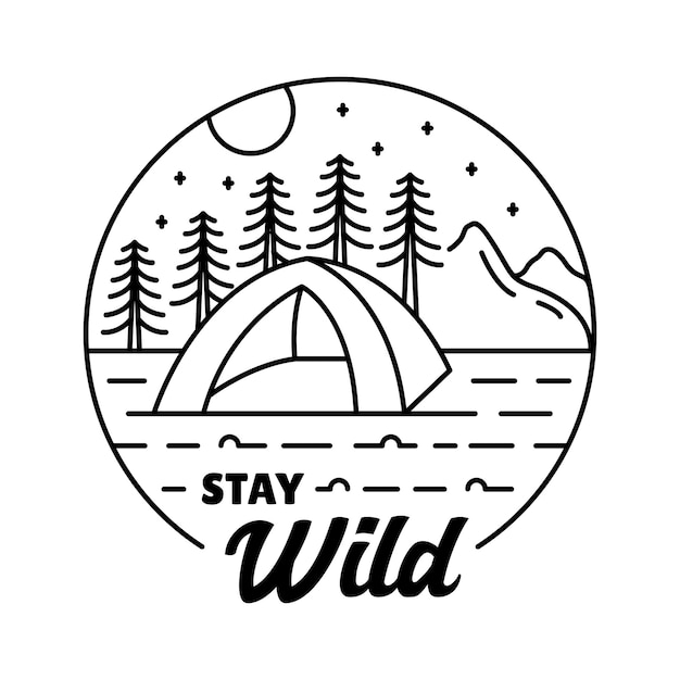 Stay wild monoline illustration