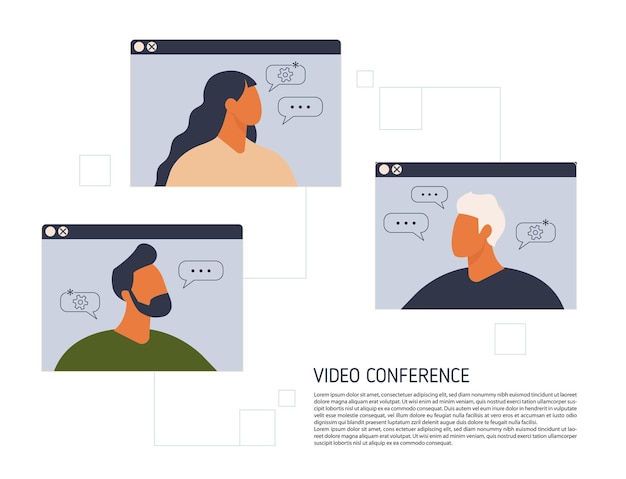 Stay and work from home video conference illustration