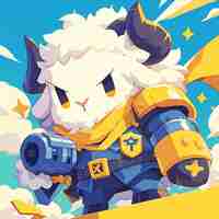 Vector a steadfast sheep soldier cartoon style