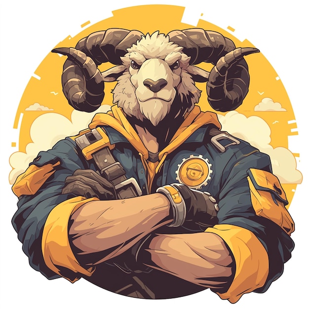 A steadfast sheep soldier cartoon style