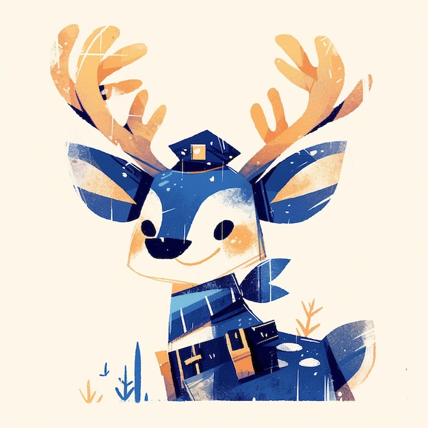 A steady deer police cartoon style