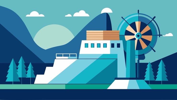 Vector the steady hum of the turbine room is a constant reminder of the hydroelectric dams vital role in