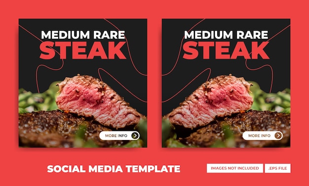 Steak black and red social media template