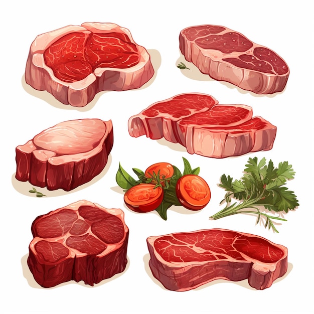 Steak food meat beef vector bbq restaurant barbecue grill illustration menu isolated gra