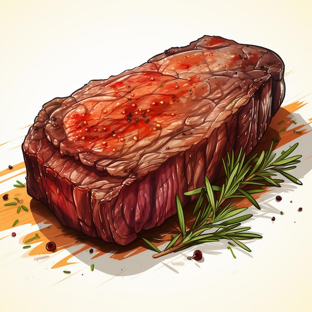 Steak cibo carne vettore manzo bbq barbecue grill illustrazione menù isolato ristorante ico