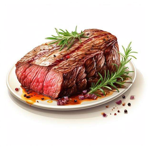 Вектор Стейк еда мясо вектор говядина bbq барбекю гриль иллюстрация изолированное меню ресторан ico