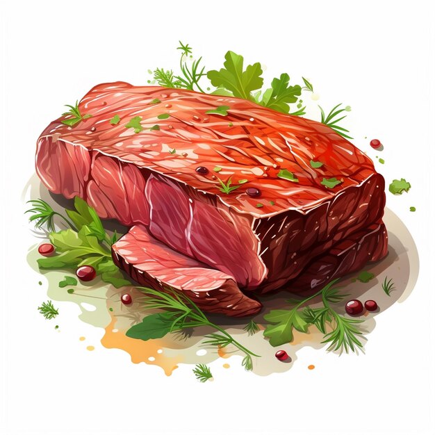 Vector steak food meat vector illustration bbq beef barbecue isolated restaurant grill menu sli