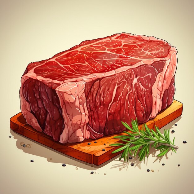 Illustrazione vettoriale di carne di bistecca barbecue di carne di manzo isolato ristorante grill menu sli