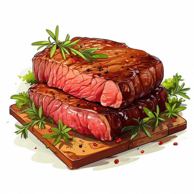 Vettore illustrazione vettoriale di carne di bistecca barbecue di carne di manzo isolato ristorante grill menu sli