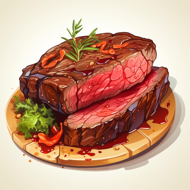 Vector steak food meat vector illustration bbq beef barbecue isolated restaurant grill menu sli