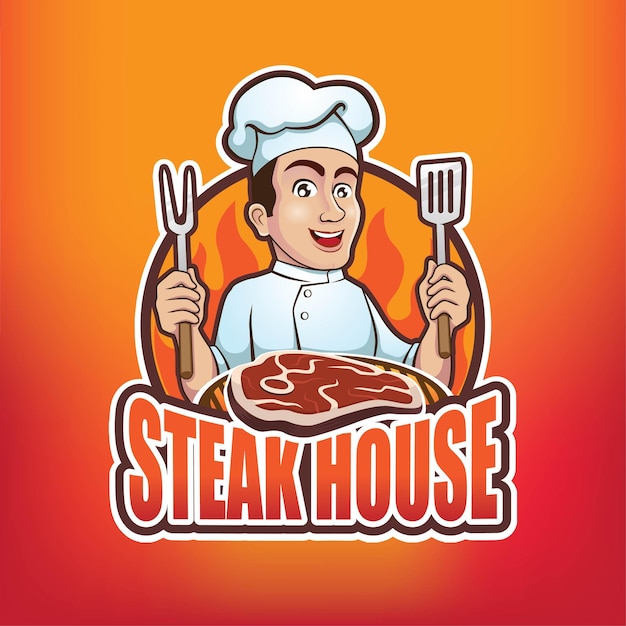 Steak House Chef Logo mascotte