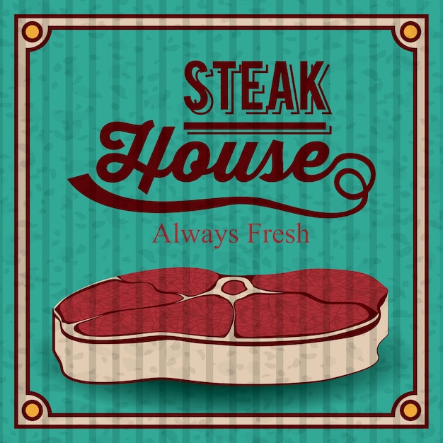 Vettore concetto di steak house con design di carne