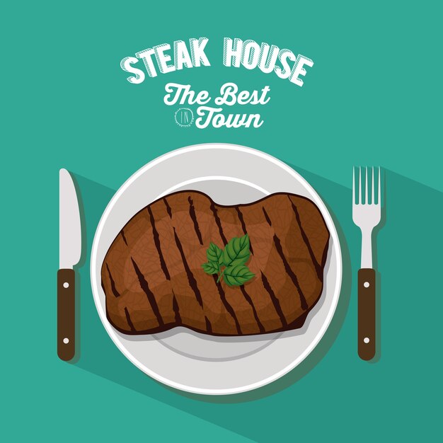 Vettore concetto di steak house con design di carne