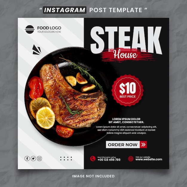 Steak House Food and Restaurant Media Social Post Template