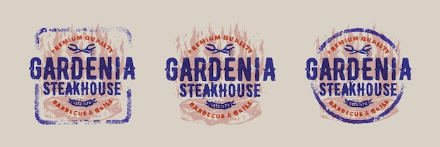 steak house logo template in stamp design style