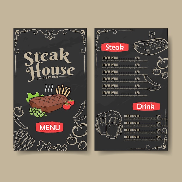 Vector steak house-menu