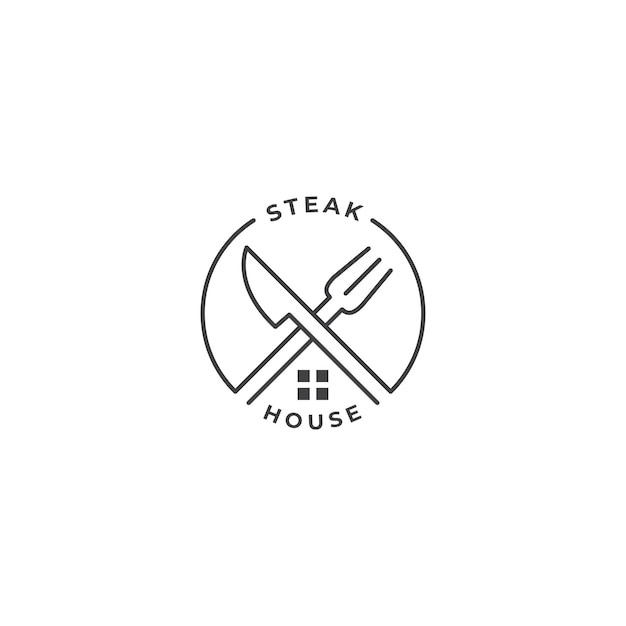 Steak house, ristorante. modello icona logo vettoriale