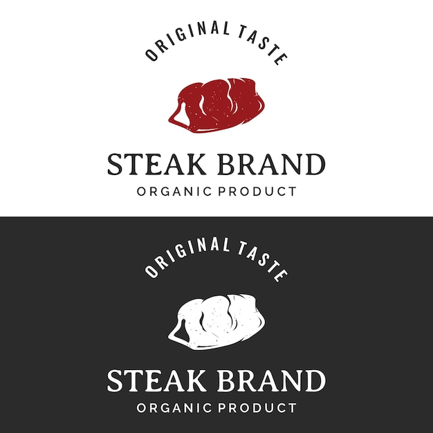 Steak house o carne fresca vintage logo designcarne alla griglia di alta qualitàdistintivo tipografico per bar e caffetteria ristorante retrò