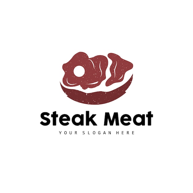 Steak Logo Vintage Retro Rustic BBQ Grill Theme Design Style Barbeque Fresh Meat Vector Icon Symbol Illustration