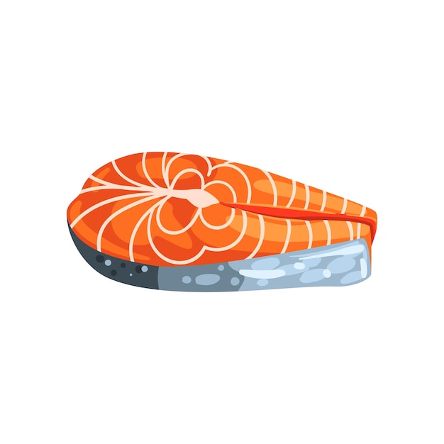 Steak of salmon red fish seafood product vector Illustration isolated on a white background