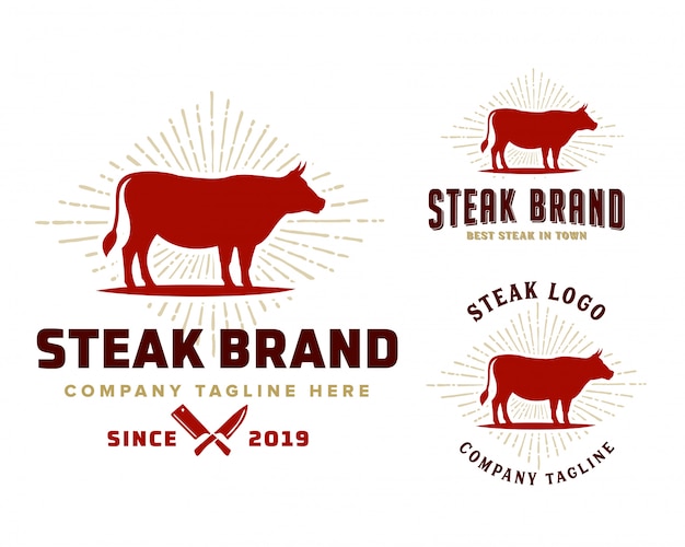 ベクトル ステーキ店のロゴのテンプレート
