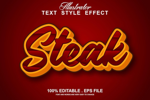 Vector steak text effect editable