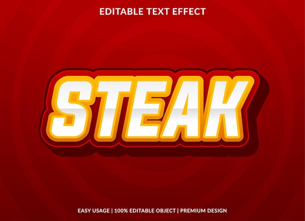 steak text effect template use for business logo and brand