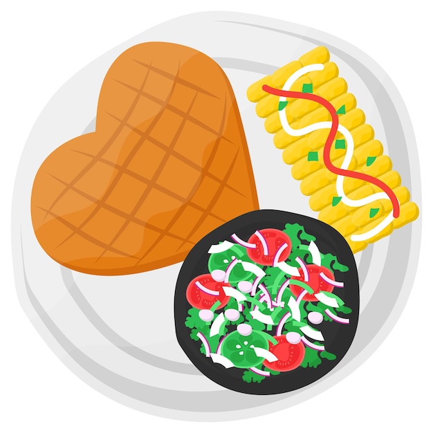 Steak with peppercorn sauce concept valentines day dish vector\
fast food symbol junk food sign