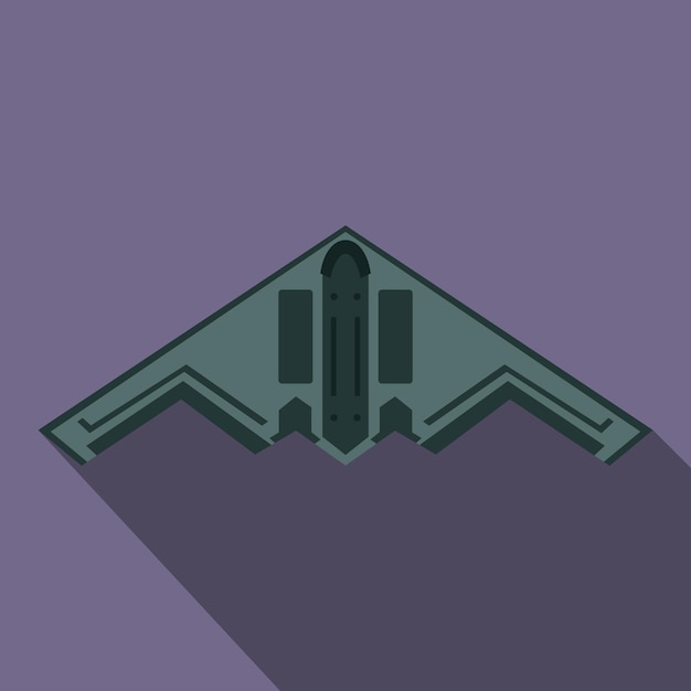 Vector stealth bomber icon in flat style on a violet background