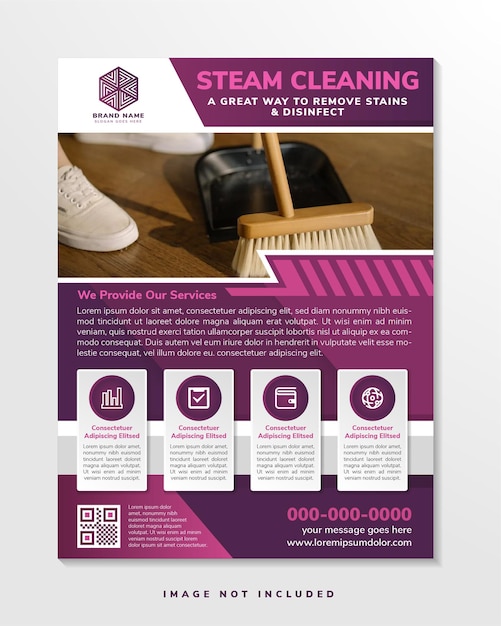 steam cleaning flyer design template vector a4 illustrator space for photo collage multicolored