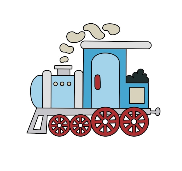 Steam Locomotive children vector doodle Template