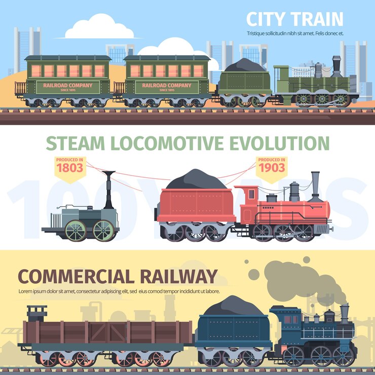 Steam locomotive industry development horizontal banner
