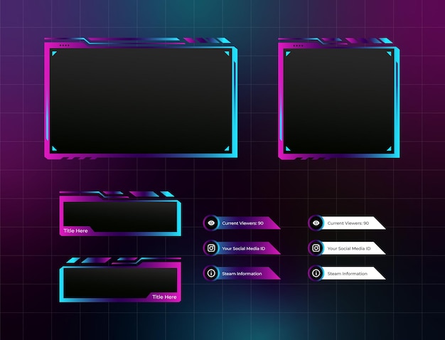 Vector steam overlay pack for gamers