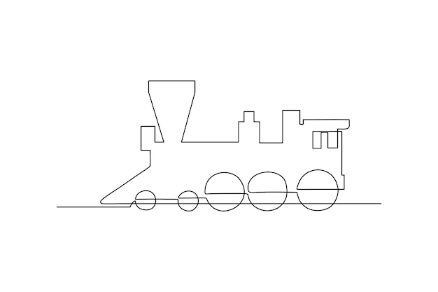 steam train continuous line art drawing