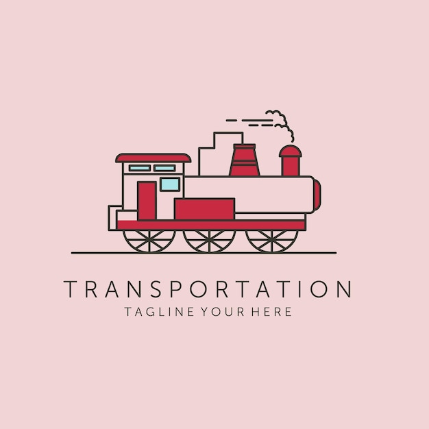 Vettore disegno dell'illustrazione del simbolo del vettore del logo della linea della locomotiva del treno a vapore
