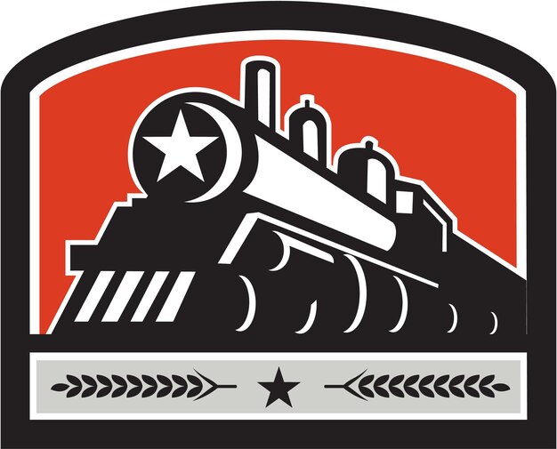 Steam Train Locomotive Star Crest Retro