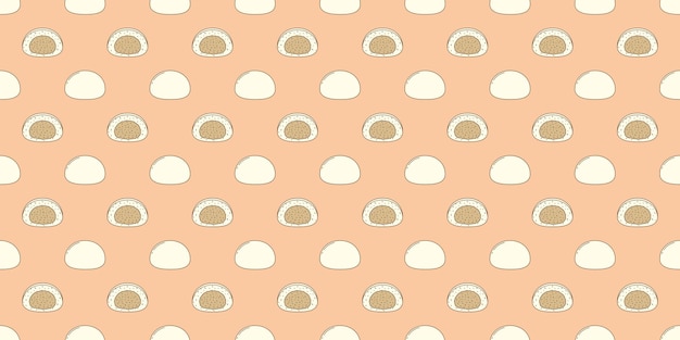 Steamed bun chinese food seamless pattern flat design doodle