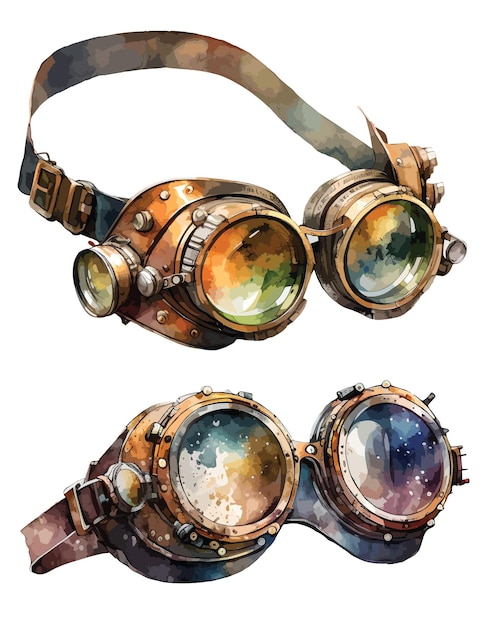 Steampunk bril clipart geïsoleerde vector illustratie