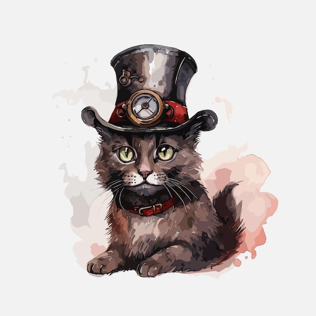 Premium Vector | Steampunk cat animals clipart