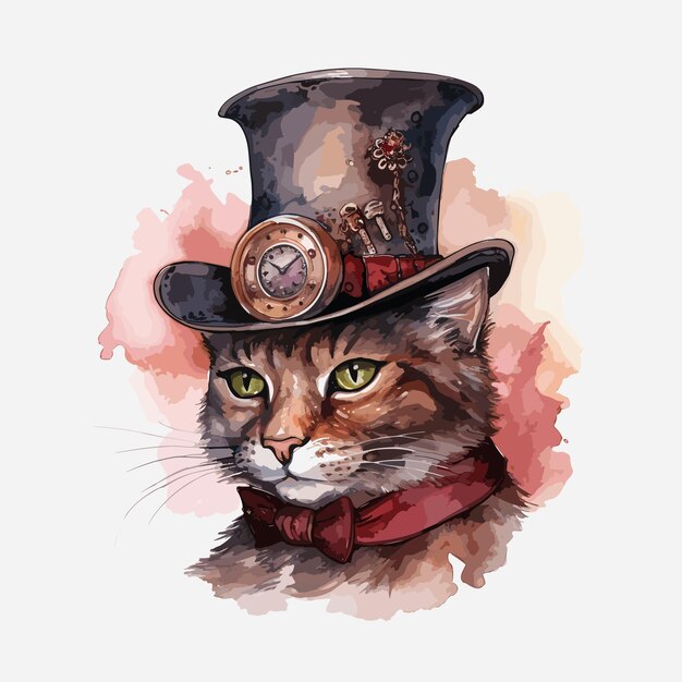 Premium Vector | Steampunk cat animals clipart